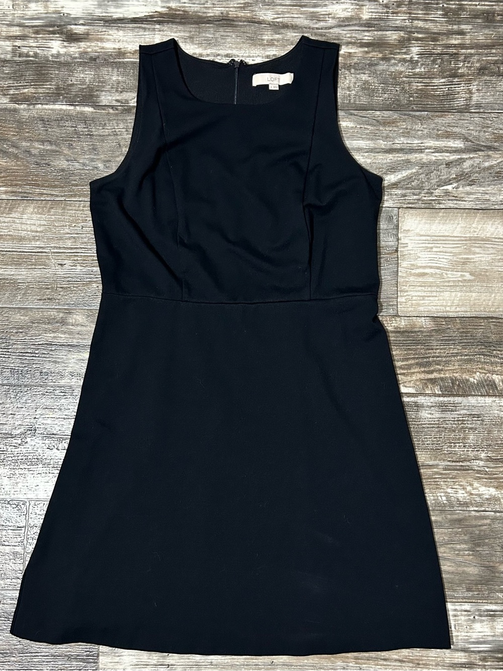 LOFT Black Sleeveless Sheath Dress with Scoop Neck LBD